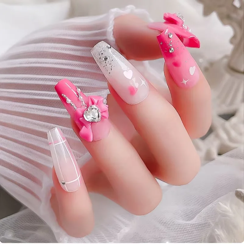 Kawaii 3D cristal arc Nail Art breloques décorations rose ruban arcs ballerine cravate bricolage manucure Salon ongles accessoires fournitures