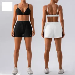 2024 New Quick-drying Threaded Breathable Yoga Shorts Elastic Waist Loose Versatile Casual Fitness Sports Three-point Pants 