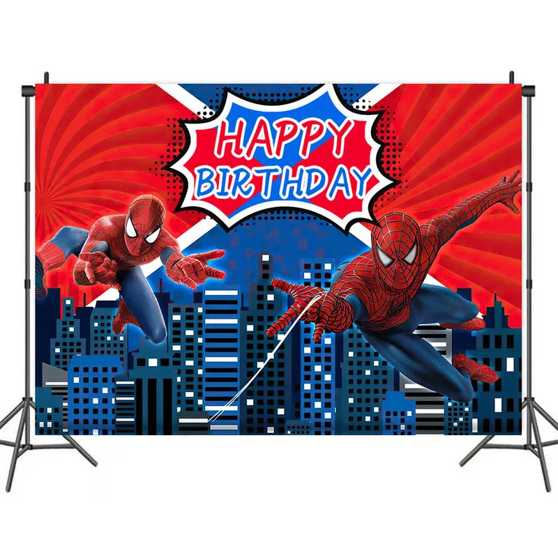 Disney Spiderman Theme Birthday Party Background Cloth Children\'s Party Decoration Supplies Layout Background Curtain Background