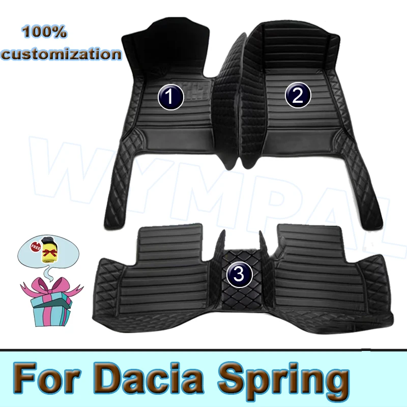 Car Floor Mats For Dacia Spring Electric Renault City K-ZE Renault Kwid E-Tech Electric 2021~2023 Waterproof Pad Car Accessories