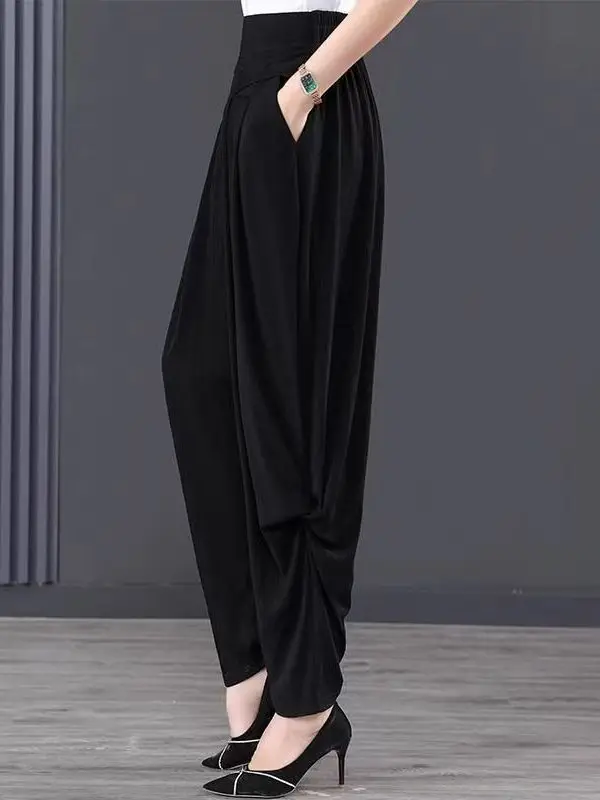 

High Waist Loose Fit plus Size Lantern Pants Women's Casual Trousers Spring Summer Fashion plus Size Ladies Straight Leg Jeans