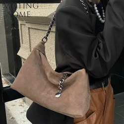 Motingsome Women Suede Leather Bag Chains Shoulder Handbag Autumn Fashion Luxury Designer Bags Chic Lady Trend Satchel 2024 New