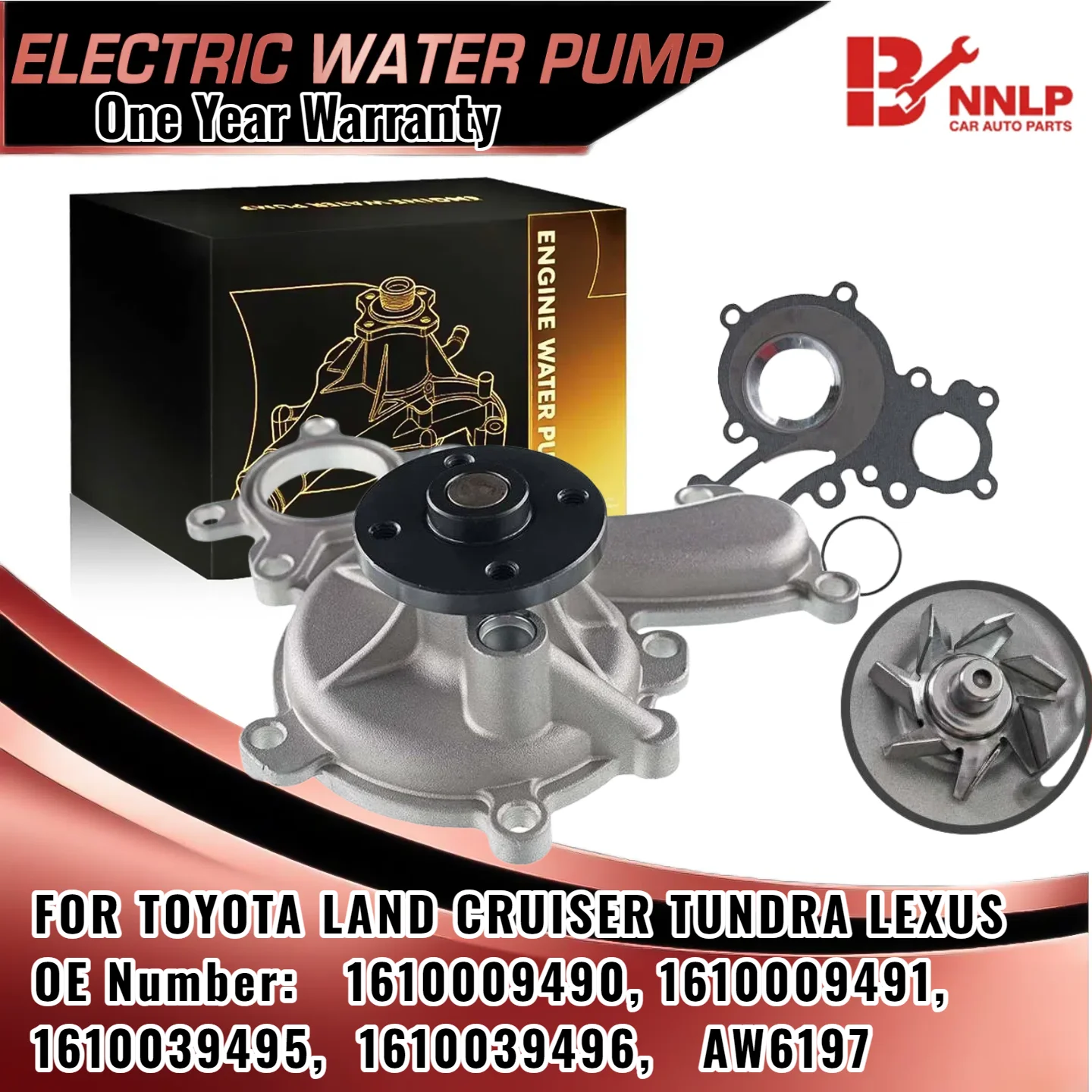

Engine Water Pump for Toyota Land Cruiser 08-15 Sequoia Tundra LX570 5.7L 1610009490, 1610009491, 1610039495, 1610039496, AW6197