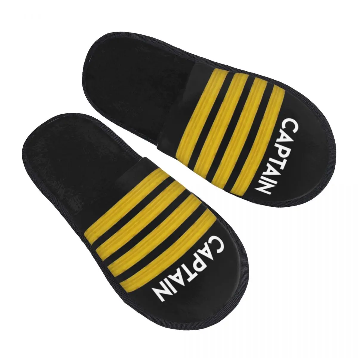 Custom Captain Stripes Epaulettes Memory Foam Slippers Women Cozy Warm Aviation Airplane Pilot House Slippers