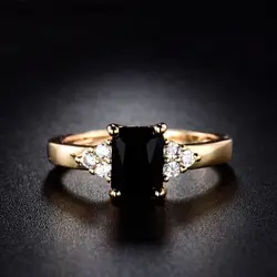 Best selling gold-plated imitation zircon women's ring wedding princess square black diamond red ring