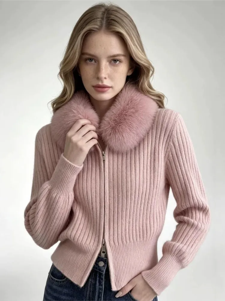 MsChuh Autumn Women's Clothing Cardigan Outerwears Sweater Solid Color Simple Style All-match Comfortable Slim Fashion Trendy