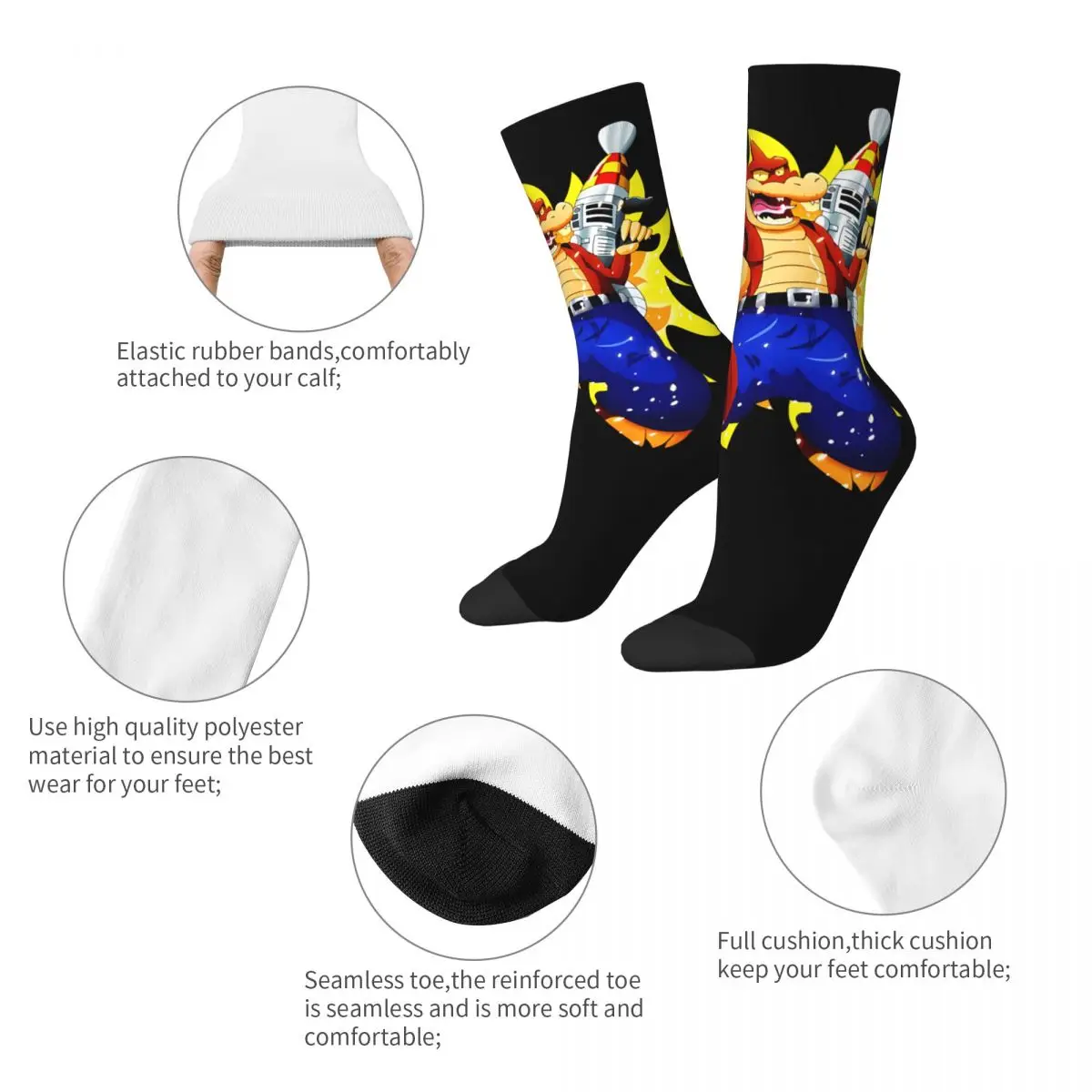 Calcetines de compresión de monstruo Vintage para hombre, calcetín Unisex Crash Bandicoot Game Street Style, patrón impreso, novedad