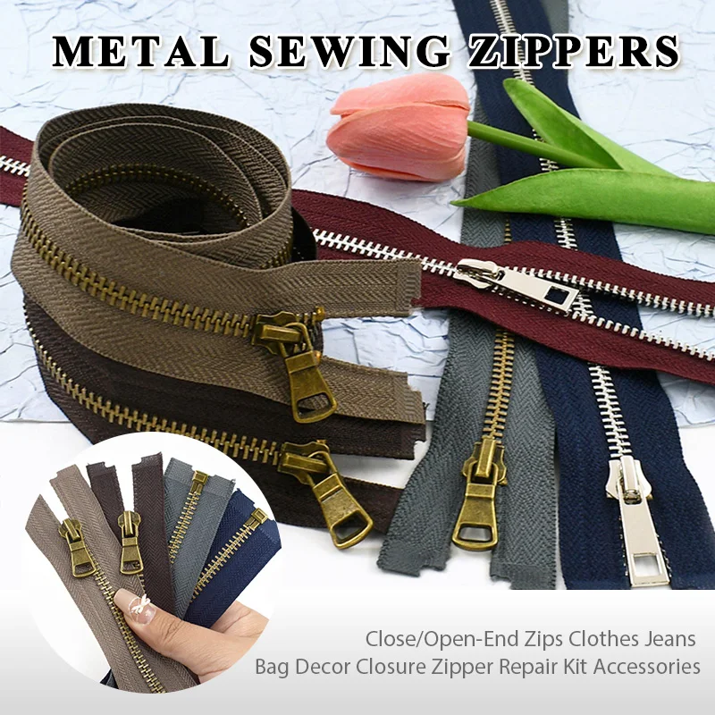 

3/5Pcs 40-80cm Open-End 5# Metal Zippers Garment Replace Zips Backpack Shoes Closure Zipper Repair Kits DIY Sewing Accessories