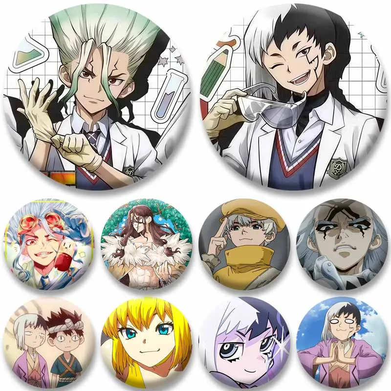 Senku Ishigami Kohaku Button Badges Handmade Anime Gen Icons Enamel Pins Custom Jewelry Accessories Hat Bag Lapel Brooch Gifts