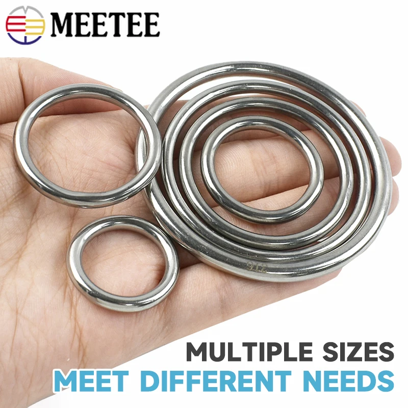 2/5/10 Stück 15-100mm Edelstahl O-Ring-Schnalle Rucksack-Karabiner Nahtloser Metallverschluss Gurtbandschlaufe Haken DIY Nähzubehör