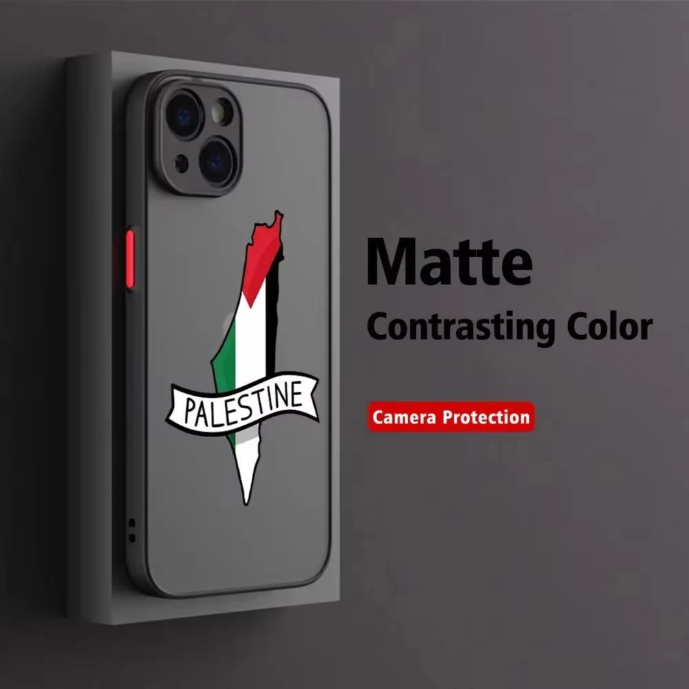 Custodia per telefono passaporto mappa bandiera palestina per iPhone 16 15 13 14 12 11 Pro Max Mini X XR XS 7 8 Plus SE Art Cover morbida trasparente di lusso