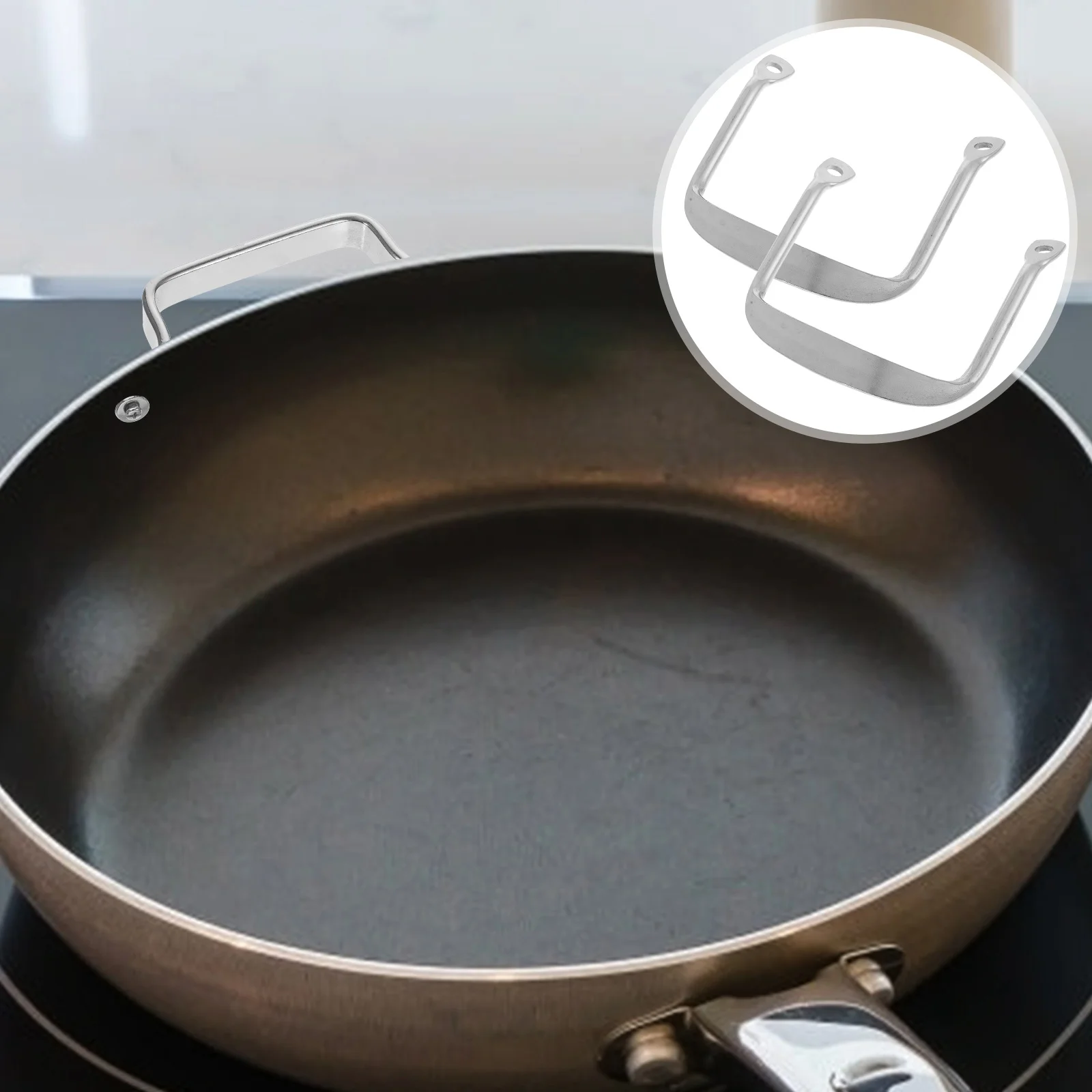 

4pcs Heat-Resistant Stainless Steel Pot Handles Removable Pan Side Grips For Frying Boiling Cooking Replacement Cookware Handle