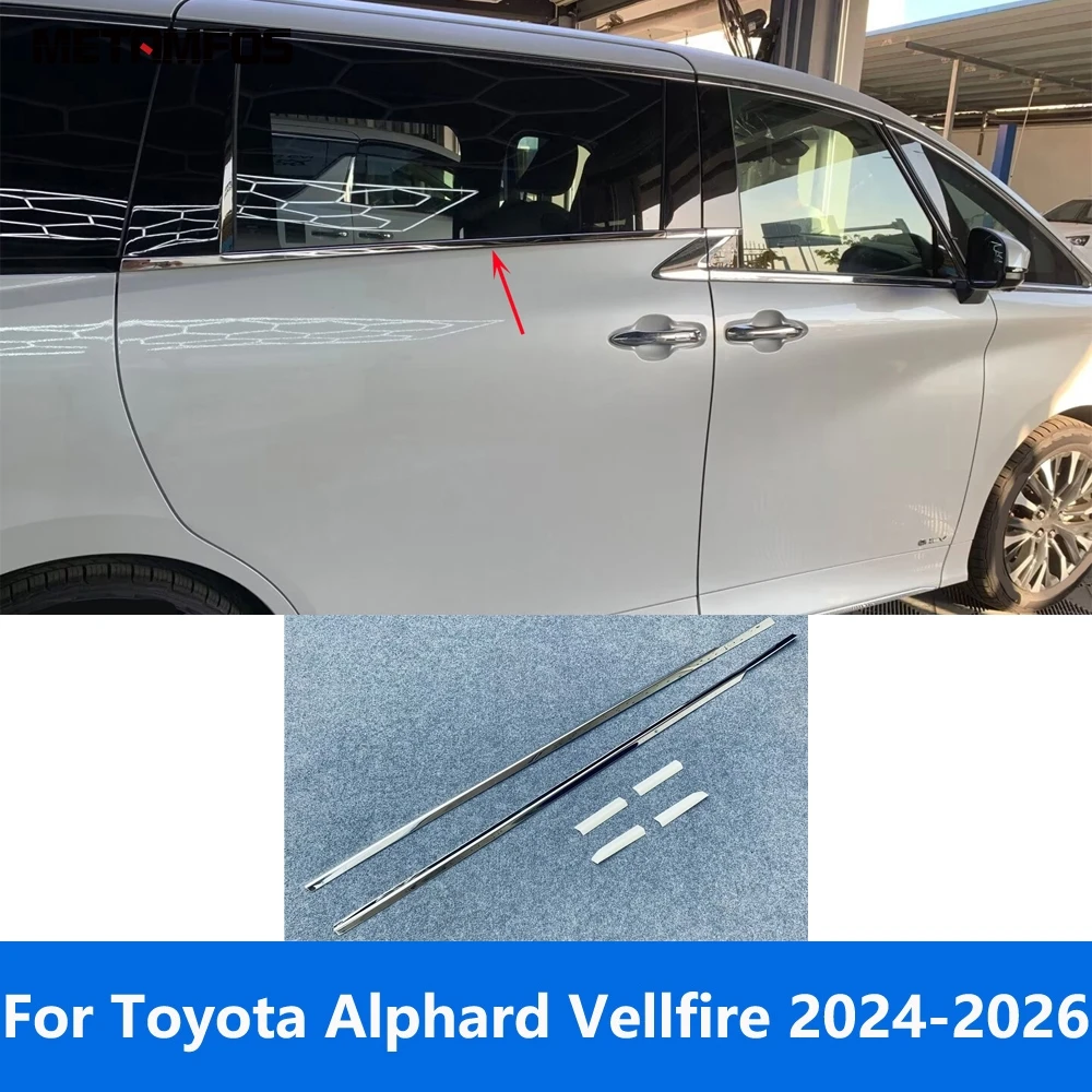 

Для Toyota Alphard Vellfire 2024 2025 2026, нержавеющая средняя дверная рама, накладка на порог, наклейка, аксессуары, Стайлинг автомобиля