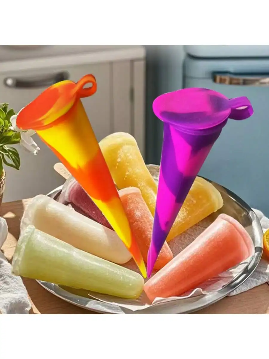 Colorful Silicone Molds, Food-Grade Silicone Colorful Fruit Milk Ice Cream Molds, Multi-Functional Popsicle Molds, a Must-Have Summer Cooling Tool, Multi-Color One-Piece Silicone Popsicle Molds, Easy-To-Remove Ice-Making Tool, for DIY Ice Cream Popsicle Molds, Suitable for Summer Parties, Gatherings, and Outdoor Activities, Ice Cream Accessories, Easy to Carry, Suitable for Boys and Girls, Summer Pool Parties