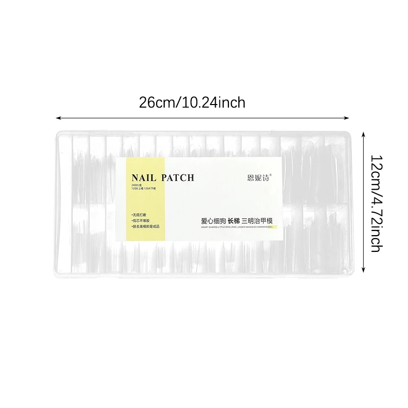 

240 шт., форма для сэндвича, двойная форма для ногтей, многоразовая форма с полным покрытием, прозрачный инструмент для наращивания ногтей, формы для гроба, миндаля, формы для ногтей