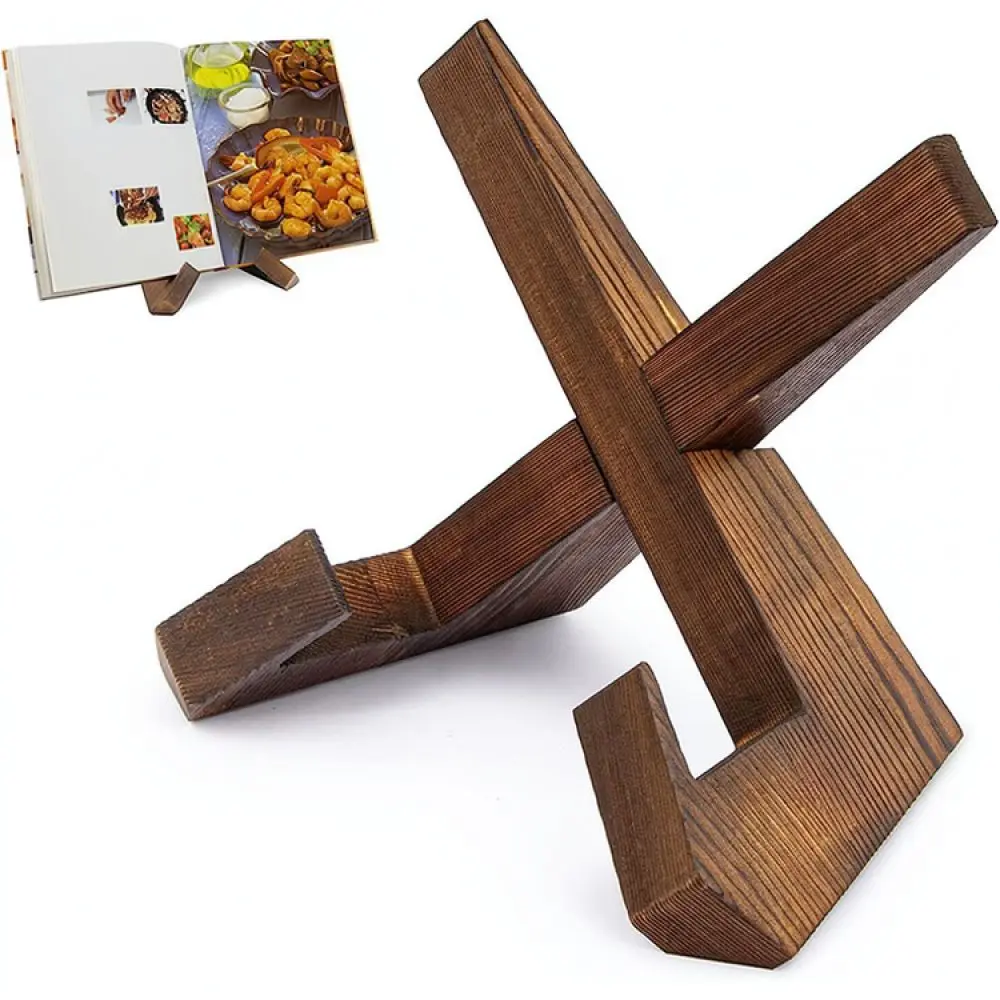 Portable Wood Reading Shelf Hands Free Cookbook Stand Stable Desk Rack For Kitchen Recipe Home Decoration