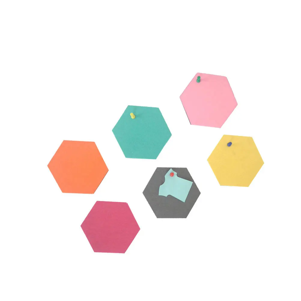6Pcs Solid Black Hexagon Wall Sticker Easy to Operate DIY Message Board for Home Office Decoration Wall Sticker