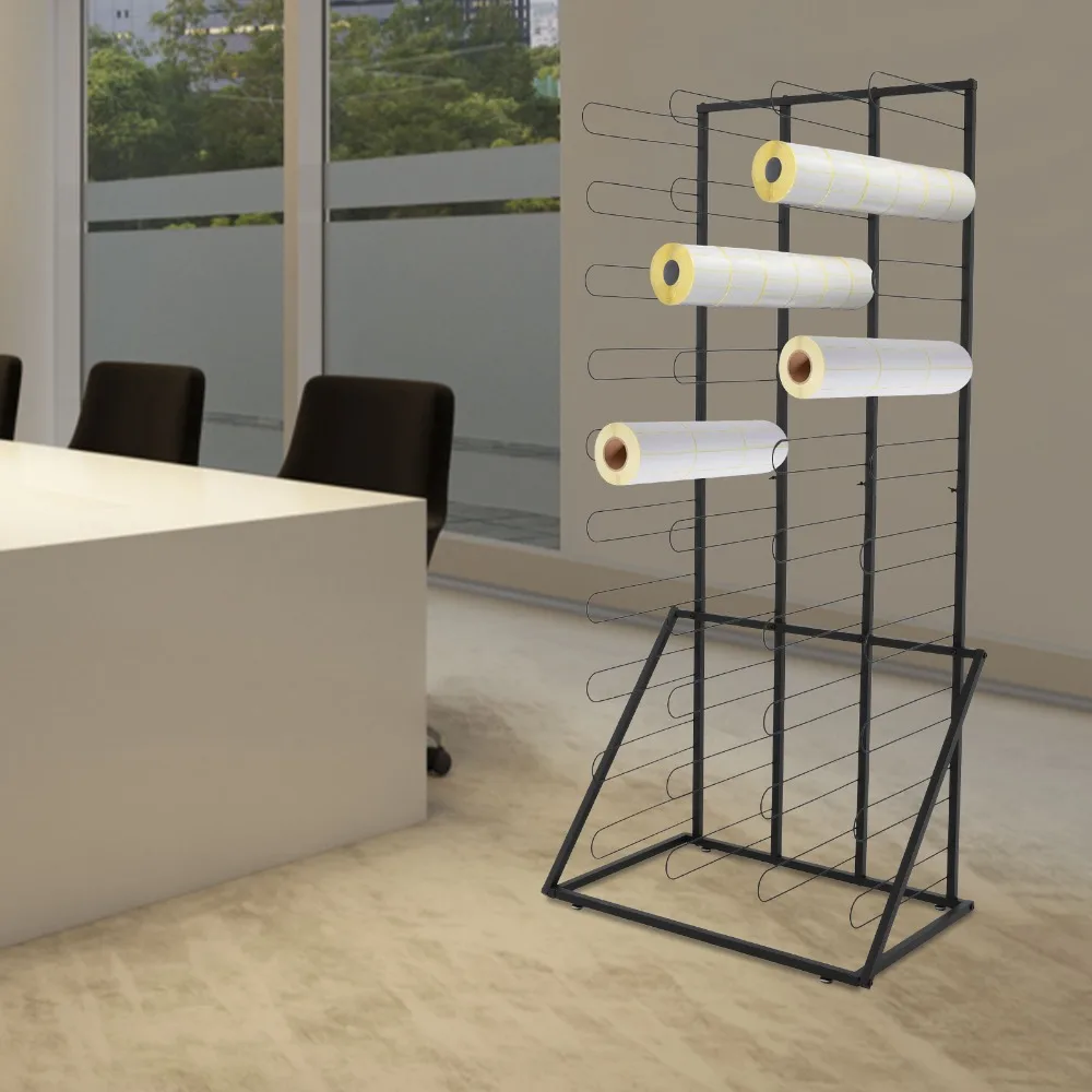 

Paper Rolls Organizer Floor Storage Rack Material Roll Dsplay Rack for Various Company Offices Printing Shops Art Rooms