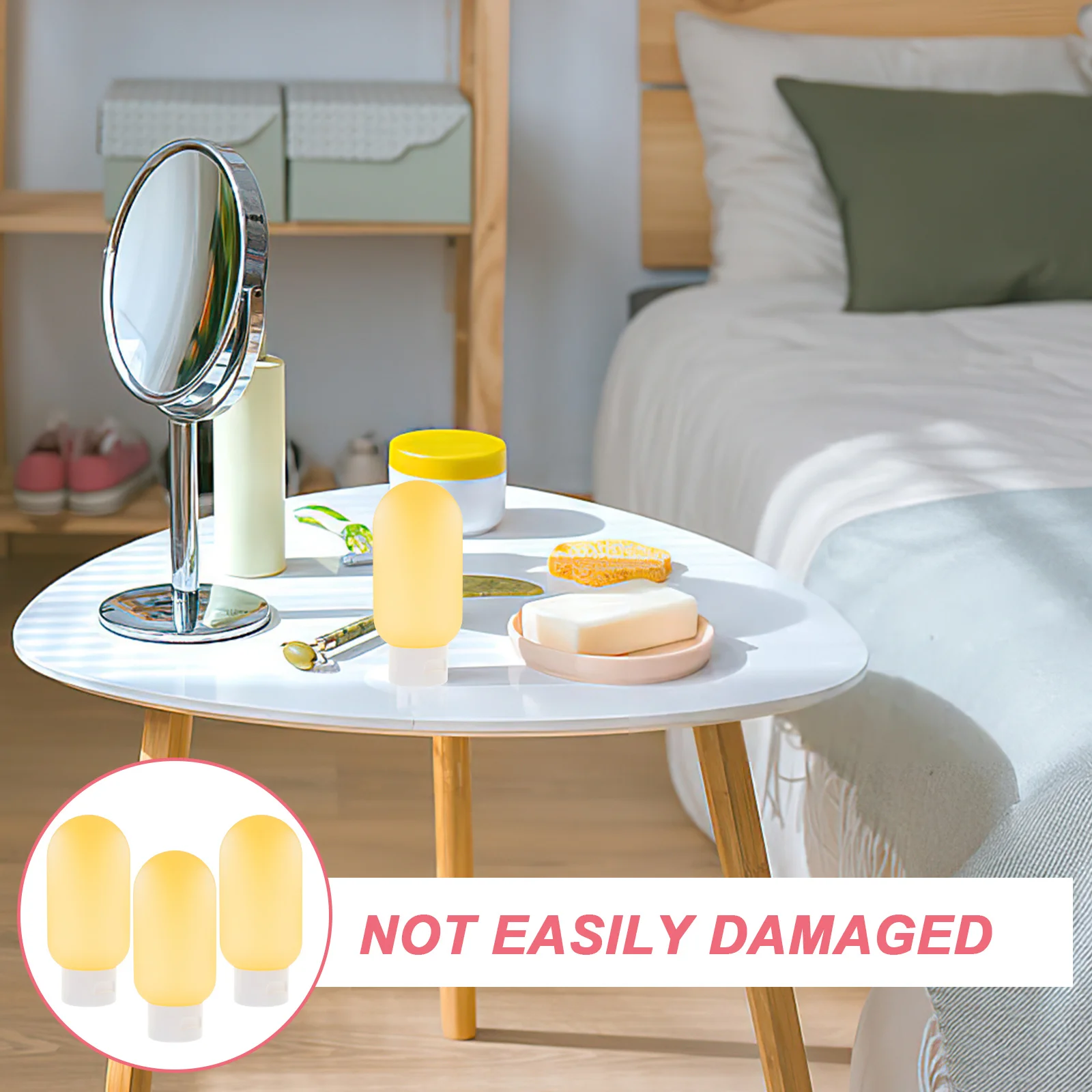 Ensemble de bouteilles de voyage 3 pièces, bouteilles de toilette compactes rechargeables 60 ml pour shampoing, revitalisant, lotion, essentiels de voyage