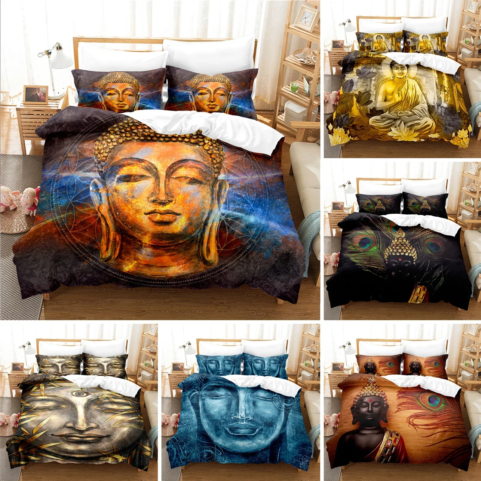 Buddha Statue Bedding Set Duvet Cover Set 3d Bedding Digital Printing Bed Linen Queen King Full Size Bedding Set Fashion Design