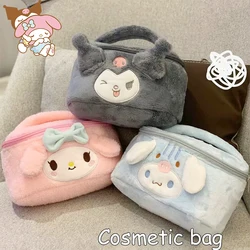 Anime Cinnamoroll peluche borsa cosmetica Kawaii Sanrioed Kuromi Melody borsa ad alta capacità portatile ragazza carino ascensore viaggio all'aperto