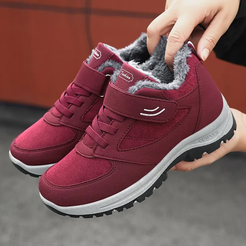 

Middle Aged and Elderly Women's Cotton Shoes Couple's Cotton Shoes Healthy and Warm Plush Cotton Boots Velcro Strap