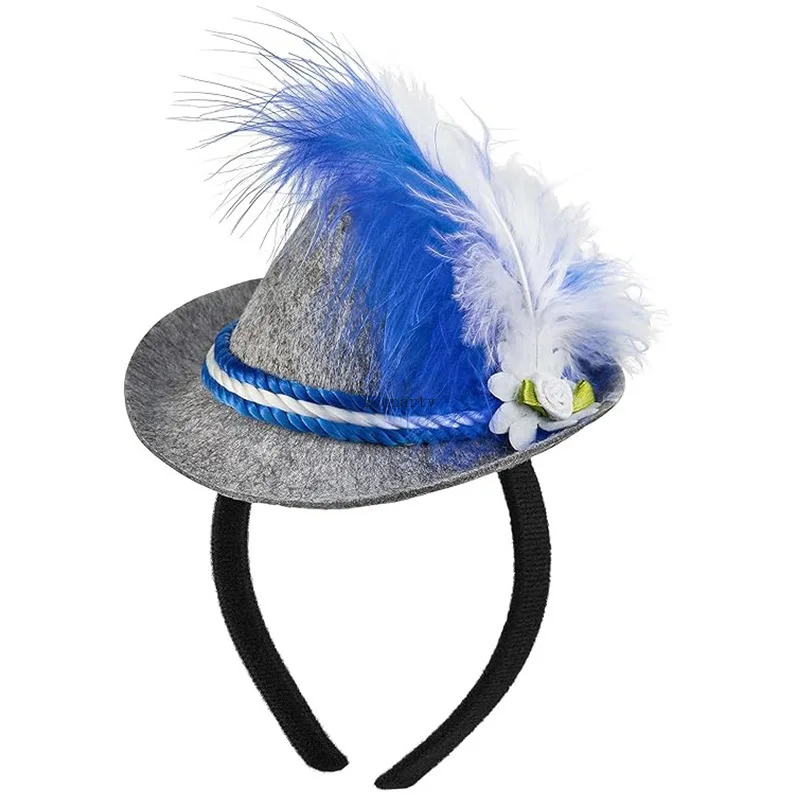 

Oktoberfest Bavarian Hat Headband Headdress With Feather Beer Festival Costume Dress Up Supplies For Children And Adults