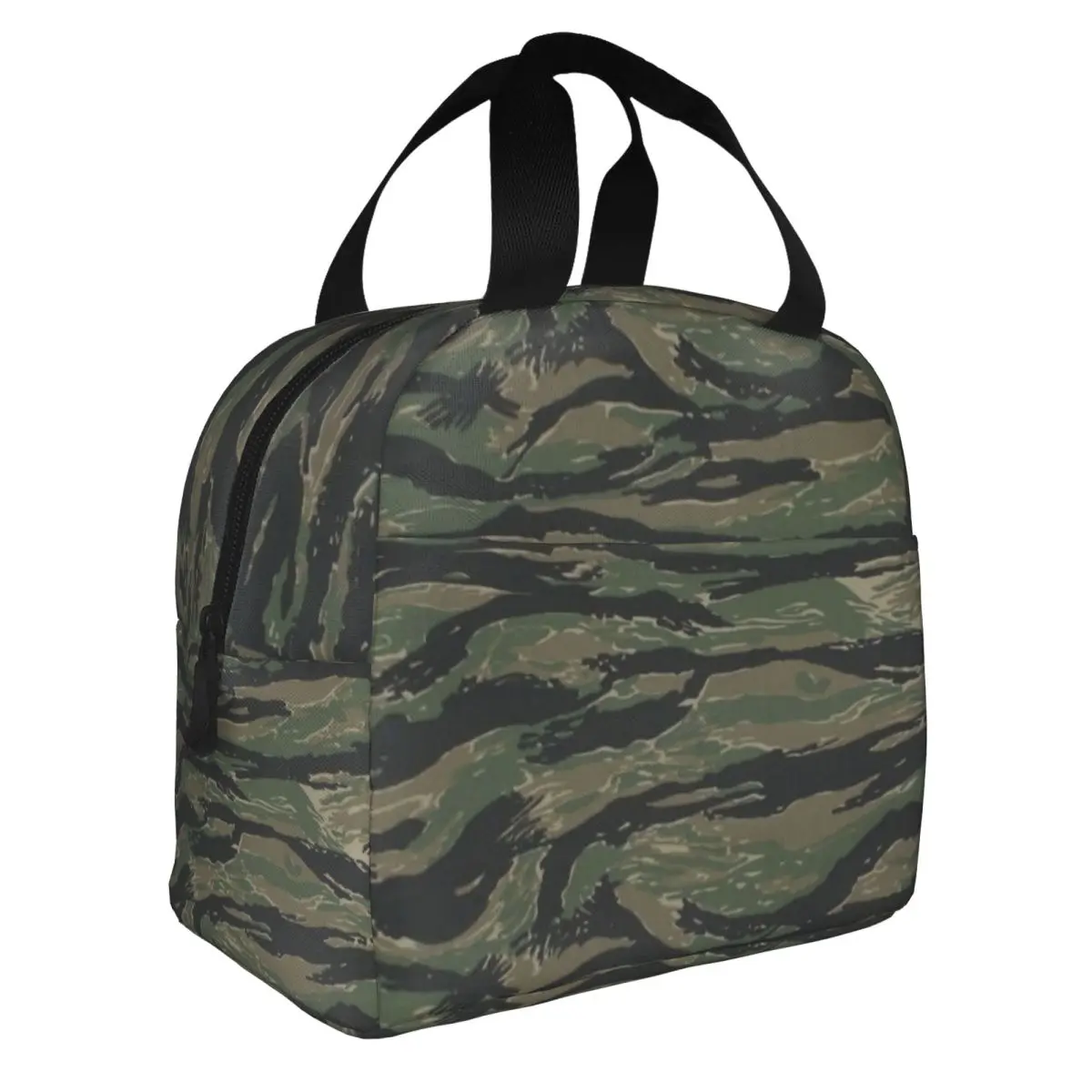 Custom Tiger Stripes Camo Resuable Lunch Box Women Waterproof Camouflage Thermal Cooler Food Insulated Lunch Bag Office Work