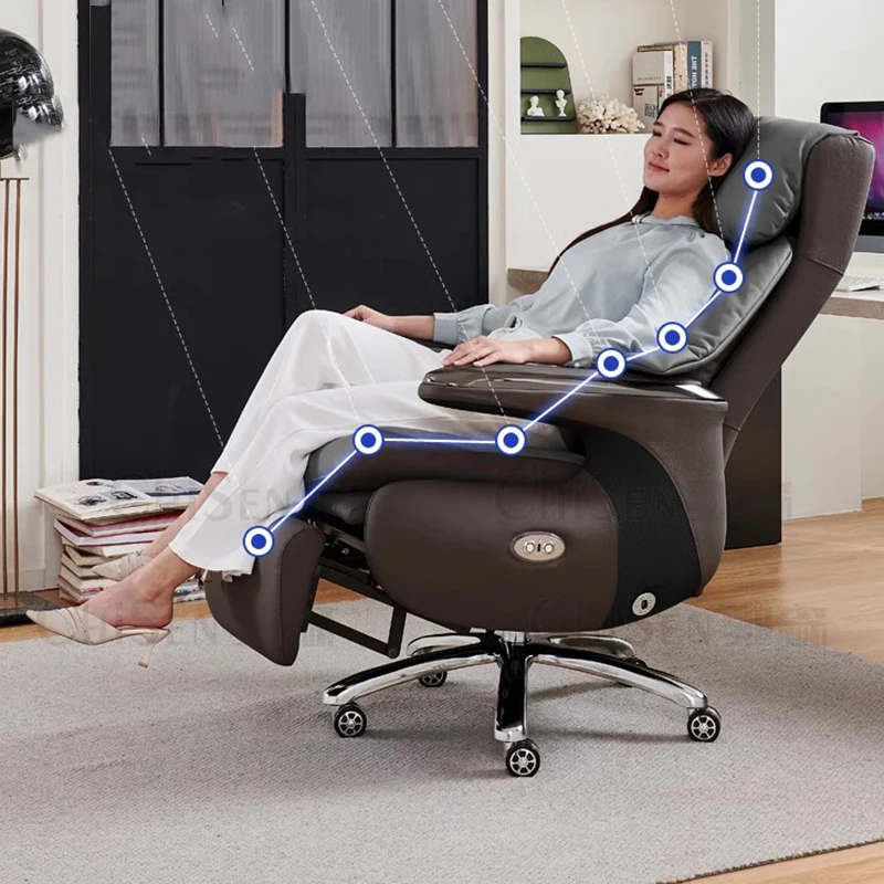 Luxury Ergonomic Office Chair Throne Rolling Salon Desk Leather Designer Office Chair Relaxing Arm Taburete Trendy Furniture