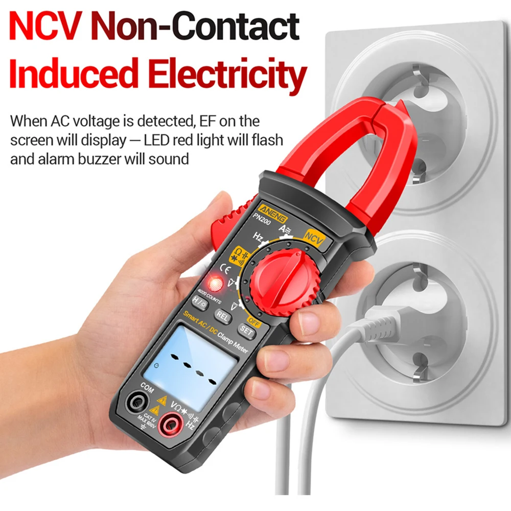 PN200 Digital Clamp Meter DC/AC 600A Current 4000 Counts Multimeter Ammeter Voltage Tester Car Hz Capacitance NCV Ohm Tester