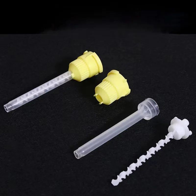 50/100PCS Dental Mixing tips Impression Intraoral Tip Yellow 1:1 Disposable Mixing Head for Lightweight Silicone Rubber Material