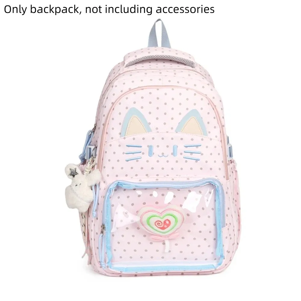 

Cute Preppy Style Cartoon Cat Backpack Kitten Cute School Backpack Lightweight Korean Style Students School Bag School
