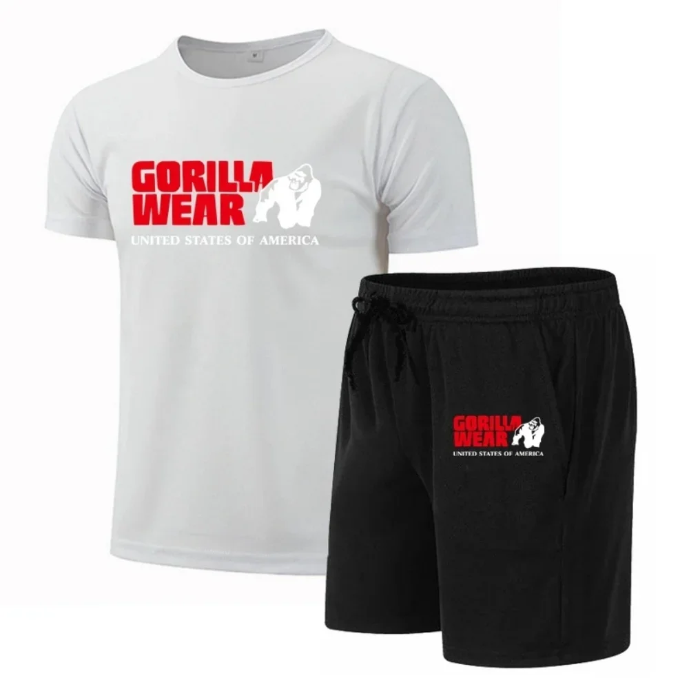 

Gorilla Prints Short-sleeved Suit Man Woman Summer Casual Clothes T-shirt Shorts 2-piece T-shirt Quick Drying Men's Sports Suit