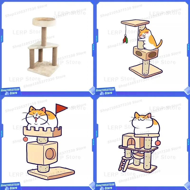 Large Cat Tree with Jumping Platform and Scratching Post Artificial Wood Activity Center Furniture for Big Cats Play