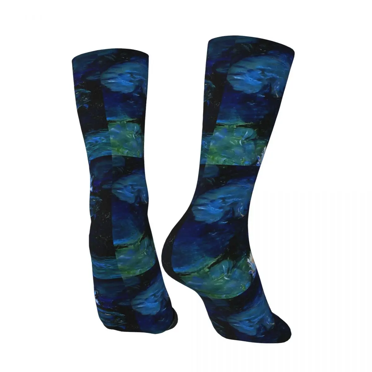 Water Lilies Monet Deep Blue Bath Mat Men Socks Windproof Novelty Spring Summer Autumn Winter Stockings