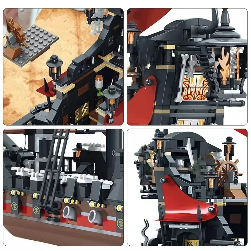 Pirates Of The Caribbean Ship Queen's Revenge Warship Black Pearl Sailboat Building Block Bricks MOC 4195 Assembly Toys Kid Gift image 5