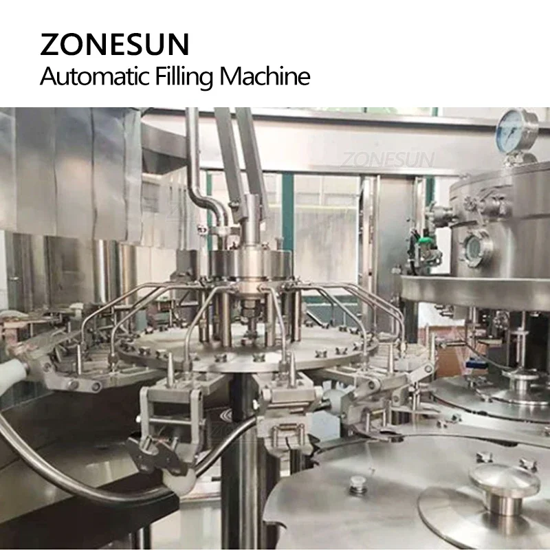 ZONESUN ZS-AFMC 24000 BPH Macchina di rifornimento per acqua gassata completamente automatica per bottiglie in PET Fabbricazione di bevande Linea di produzione di massa