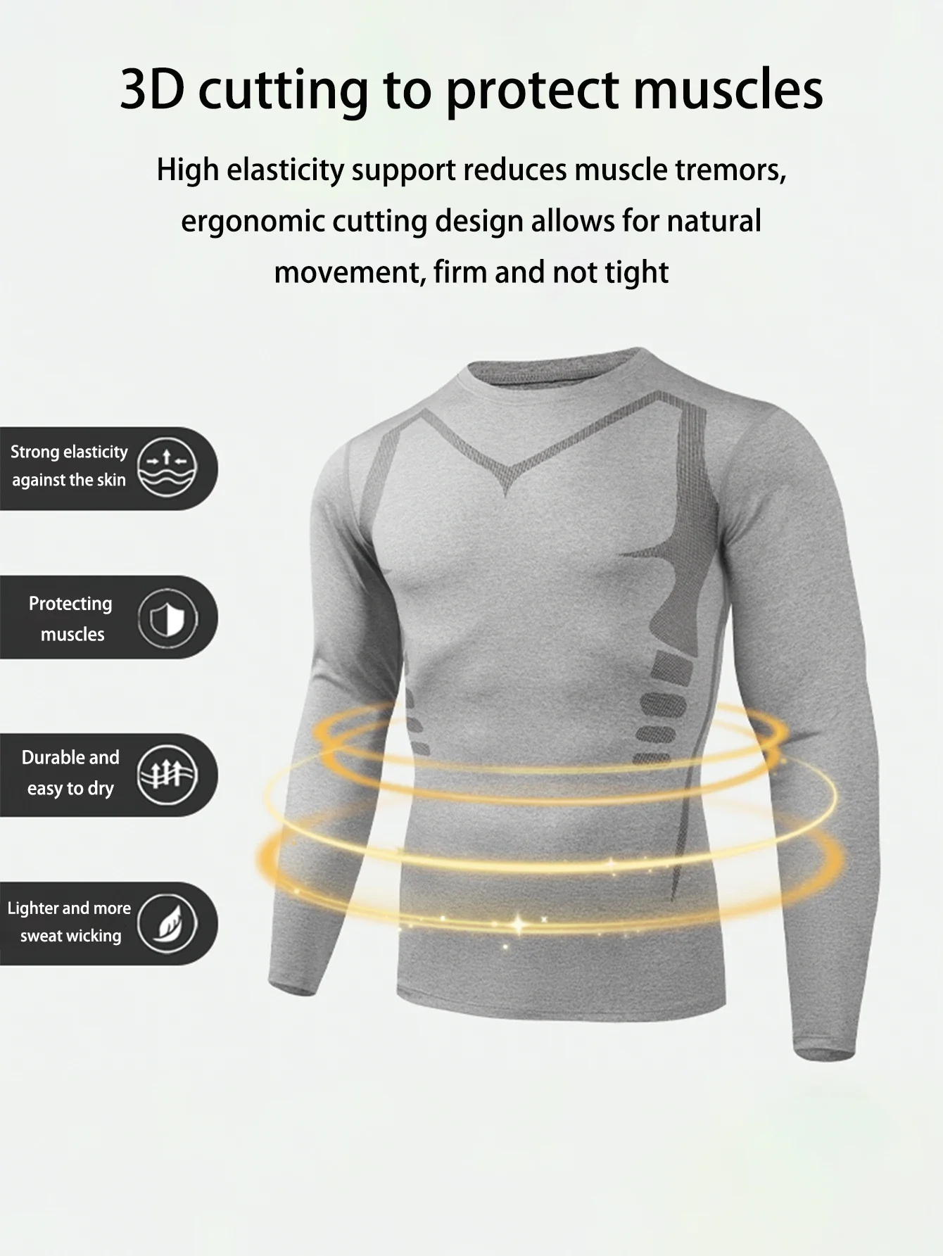 تي شيرت ضيق للرجال مكون من 3 قطع، تي شيرت مضغوط للجري بأكمام طويلة، ملابس رياضية مطبوعة للخيال العلمي، للياقة البدنية والركض