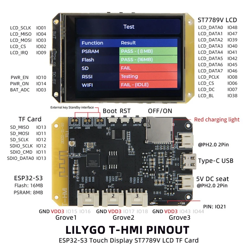 DN-ESP32-S3 T-HMI 2.8 นิ้ว Touch Display Development Board ST7789 หน้าจอ LCD WIFI บลูทูธ