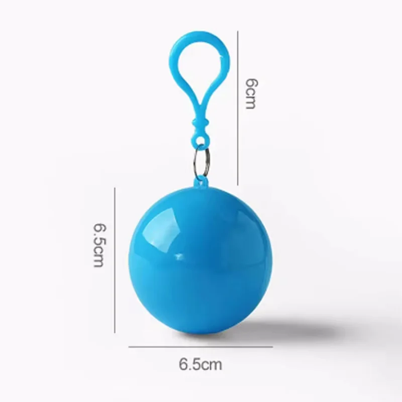 Portable Raincoat Ball Disposable Rain Cover for Adults Waterproof Colorful Keyring Ball with Hook Outdoor Emergency Raincoats