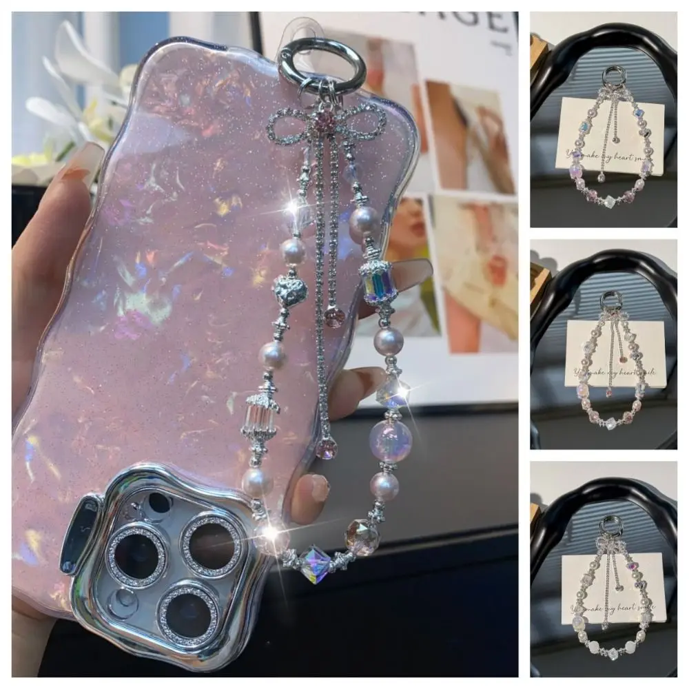 

Tassel Bowknot Phone Chain Anti-lost Beaded Mobile Phone Lanyard Bag Charms Heart Girls Phone Pendant Female Lady Girl