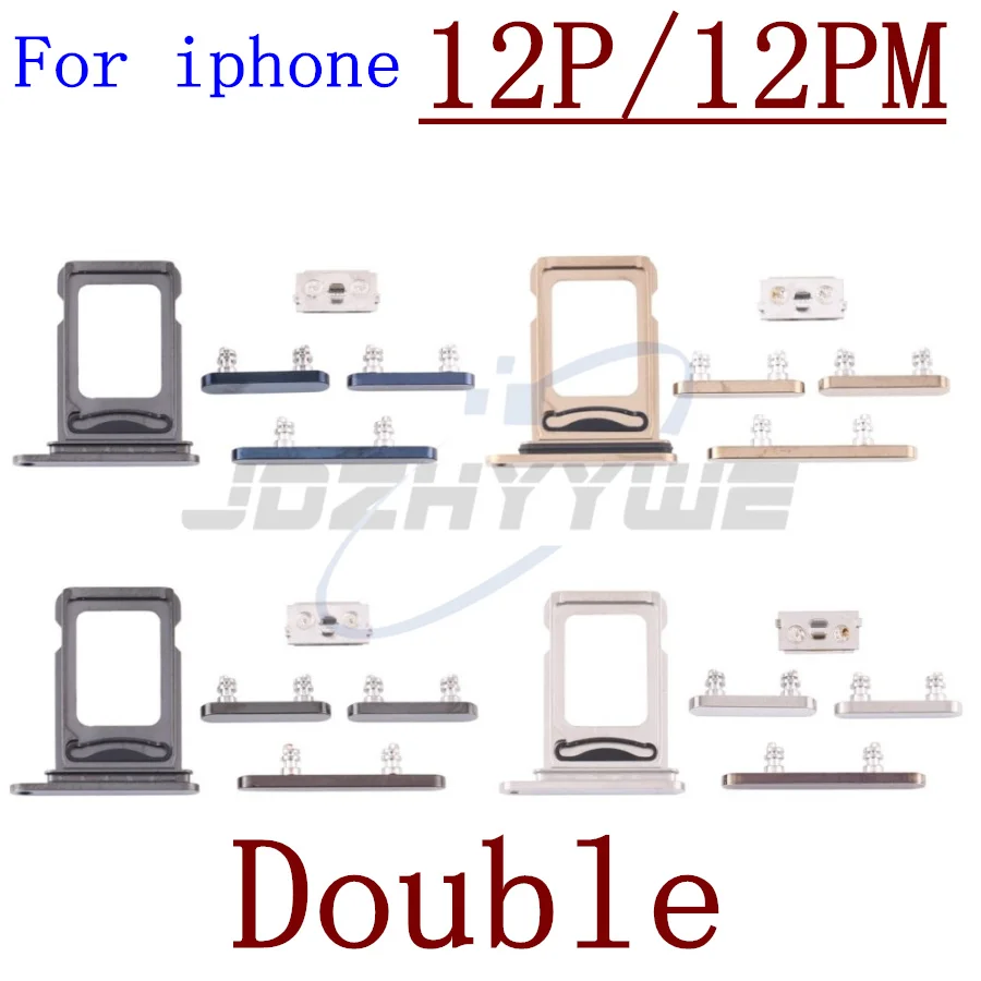 10Set/Lot For Iphone 12 Pro Max Outside Side Key Volume Mute Power-On Button SIM Single Double Card Key Replacement Parts