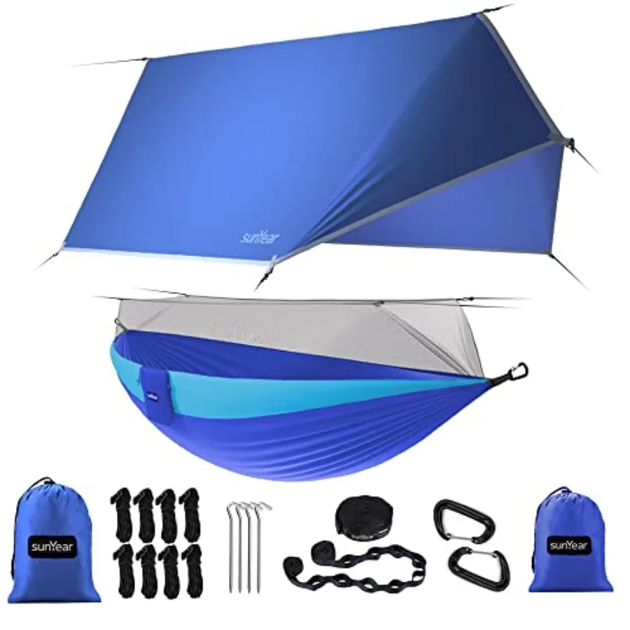 

Camping Hammock, Portable Single and Double Hammock with Net, 2 Person Hammock Tent with 2 * 10Feet Straps, Best for Outdoor Hi