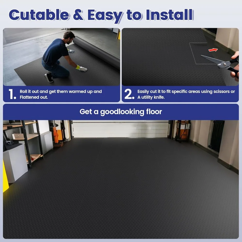 Heavy-Duty Diamond Plate PVC antislip waterdichte garagevloermat - 7,5x17 FT voor auto's en workshops