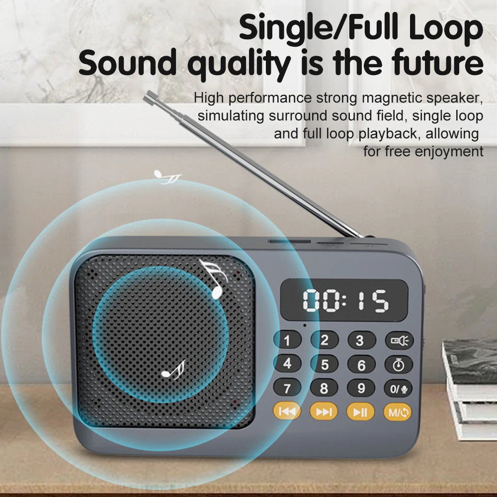 Radio FM portátil con linterna, Radio recargable, tarjeta TF/disco U, Bluetooth 5,0, reproductor de música MP3, altavoz inalámbrico