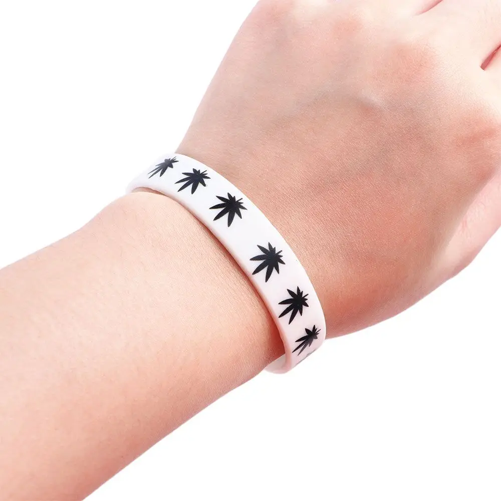 Punk Women Girl Silicone Waterproof Sports Wristband Maple Leaves Maple Leaf Bracelet Wristband Silicone Bracelet Bangle