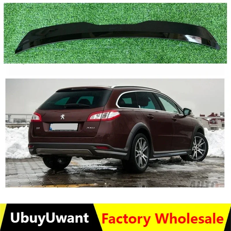 Alerón de coche para Peugeot 508 SW RXH 2011-2015 ABS plástico negro brillante Hatchback SUV techo alerón trasero Kit de carrocería Accesorios