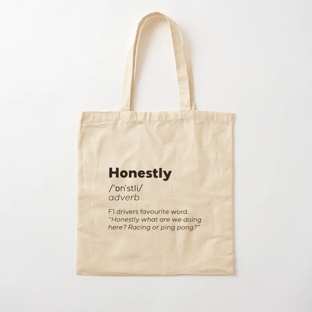 Formula 1 meme - Honestly word meaning dictionary definition - Seb Vettel Racing car Tote Bag