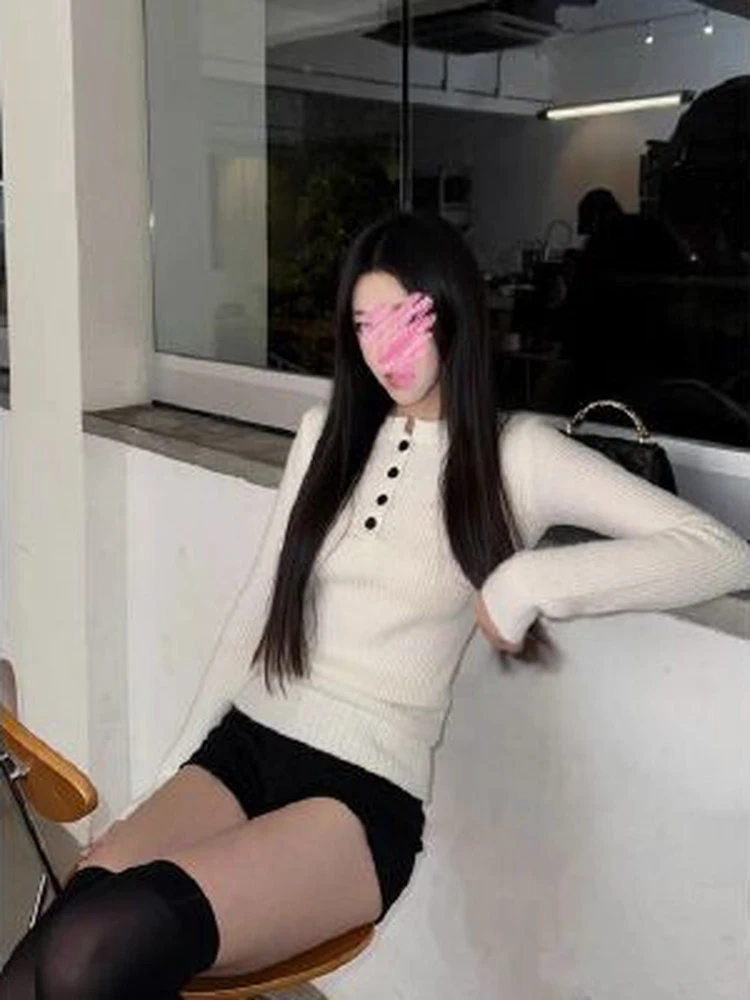 

Свободный вязаный свитер с длинными рукавами для женщин: весенняя повседневная комфортная дышащая верхняя одежда, базовый слой премиум-класса