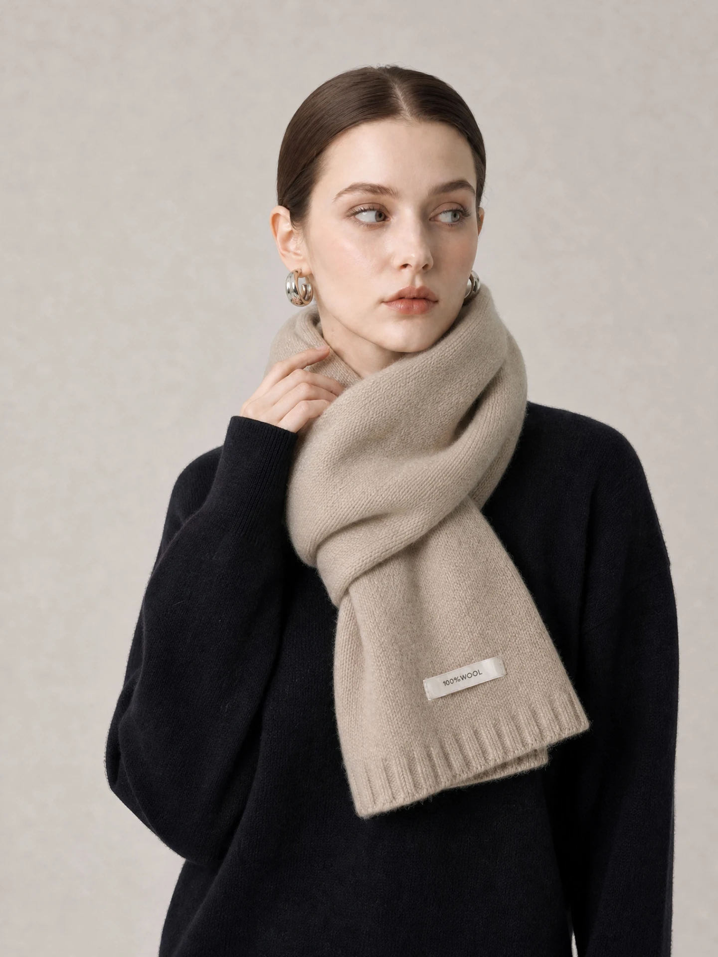 100% Australia Wool Knitted Scarf Women's Autumn and Winter New Korean Version Versatile Thickened Warm Neck Protection Scarf